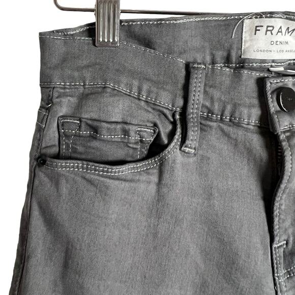 Frame Le Skinny de Jeanne Distressed Gray Mid Rise Jeans Size 26 - Picture 5 of 10